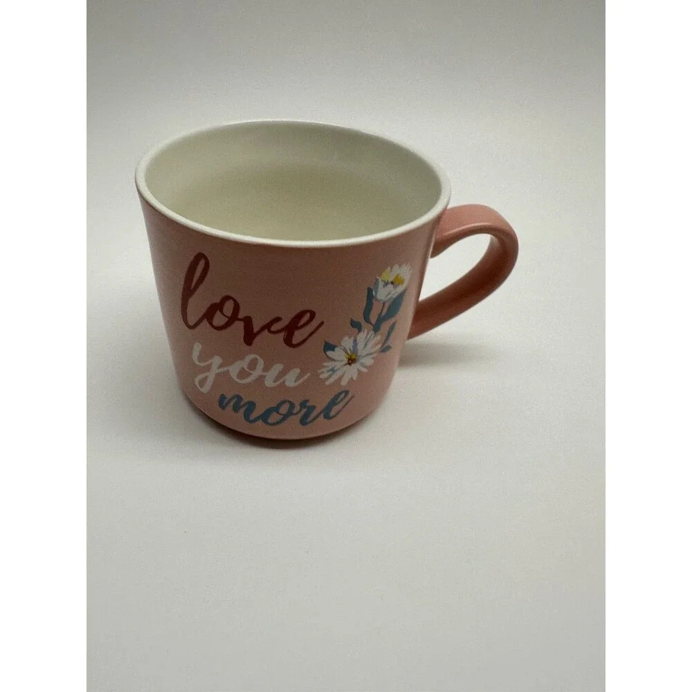 Opalhouse Target Love You More Pink Floral Stoneware Coffee Mug Daisy Flowers